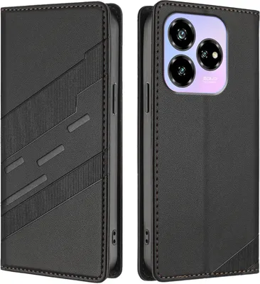 Immagine prodotto di Custodia per ZTE Blade V70 Design, Custodia a portafoglio in Finto cuoio con slot per schede e funzione stand Schwarz