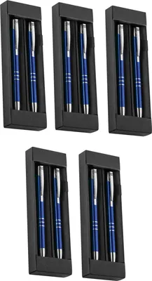 Produktbild von 5x Metall Schreibset / Kugelschreiber + Druckbleistift / Farbe: blau