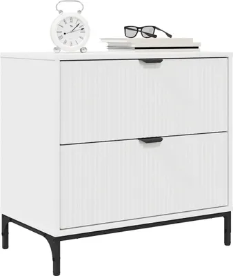 Image de vidaXL Table de nuit avec tiroirs Blanc 63,5 x 36 x 61 cm Bois composite