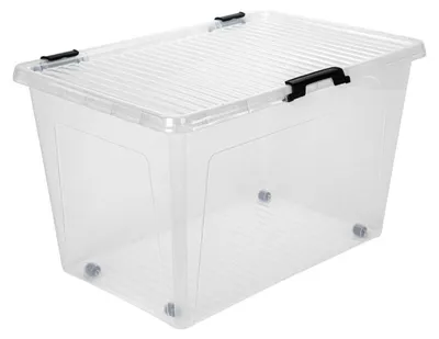 Image de Boîte à charnières 52L Boîte de rangement Coffre à jouets 60x40x35cm Couvercle transparent