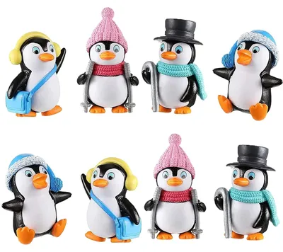 Immagine prodotto di Piccole statuette di pinguini, confezione da 8 pezzi. Mini ornamenti, figure di animali, decorazioni fai-da-te, decorazioni per bonsai e mini giardini. Espressioni realistiche. Ornamenti a tema animale