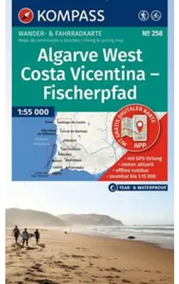Image de Carte de randonnée KOMPASS 258 Algarve Ouest, Costa Vicentina - Sentier des pêcheurs 1:55 000