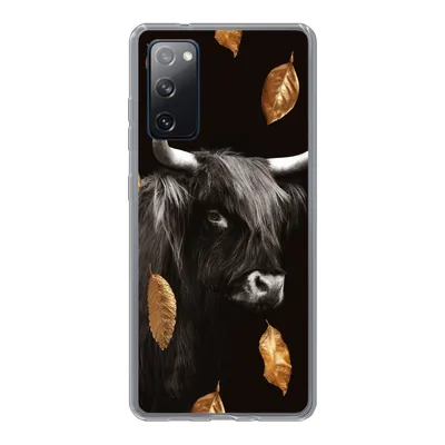 Produktbild von MuchoWow® Handyhülle Schutzhülle Hülle für Samsung Galaxy S20 FE Schottischer Highlander - Blätter - Gold - Schwarz Silikon Softcase Handy Hülle - Abdeckung