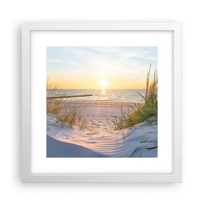 Produktbild von Gerahmtes Poster - Weißer Rahmen - Düne Strand Meer - 30x30 cm - Wand Bild - Wanddeko - Wandbilder - Kunstposter - Wandposter - Bilderrahmen - Bilder - Kunstdruck - Wandbild - P2WAC30x30-3989