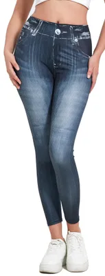 Produktbild von In One Clothing - Damen Jeggings, leichte, elastische Leggings mit Jeans Print,