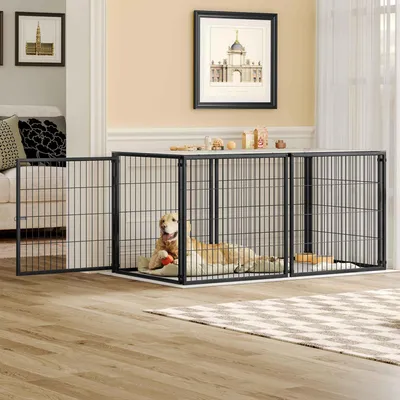 Immagine prodotto di Gabbia modulare per cani in metallo, recinto per cani con copertura in PP, rivestimento antiruggine, porta montabile frontalmente o lateralmente, montaggio senza attrezzi, 160×80×80 cm
