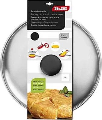 Zdjęcie produktu dla IBILI Tapa Voltea Tortillas z przepisem na ziemniaki-30 cm, stal nierdzewna, srebrny, 30 cm