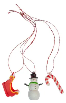 Produktbild von 3 x Weihnachtsbaumanhänger Schneemann Zuckerstange Schlitten Baumschmuck