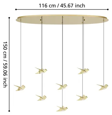 Immagine prodotto di Lampada a sospensione a 8 luci, modello Paratebueno, finitura ottone