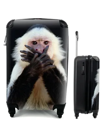 Produktbild von MuchoWow® Koffer Handgepäck Trolley Rollkoffer Kleine Reisekoffer mit 4 Rollen - Affe - Wilde Tiere - Porträt - Cabin Size < 55x40x23 cm & 55x40x20 cm - Fotokoffer - Kabinenkoffer - Boardgepäck - Reise-Box - Reisekoffer - Reisegepäck - Koffer mit Bild - Trolley für Kinder