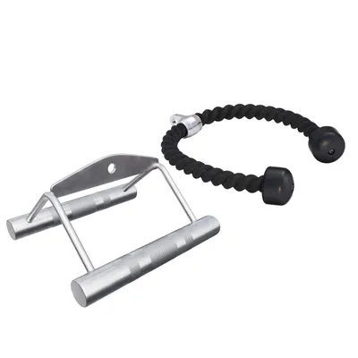 Produktbild von GORILLA SPORTS® Rudergriff Trizepsseil Set - bis 200 kg Belastbar, gerändelt, aus Chrom - Parallelgriff, Kabelzuggriff, Seilzug Griff, Latzuggriff