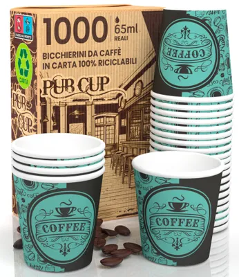 Papier-Kaffeebecher 65 ml, 1000 Stück, biologisch abbaubar, Einweg