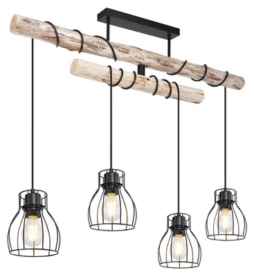 Produktbild von RGB LED Hängeleuchte, Holzbalken verstellbar, H 100 cm