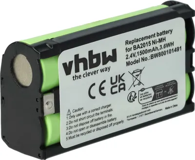 Produktbild von vhbw Akku Ersatz für Sennheiser BA2015, BA-2015 für Mikrofon (1500 mAh, 2,4 V, NiMH)