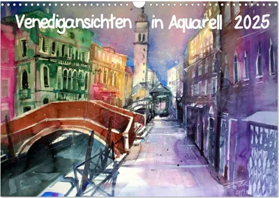 Produktbild von Venedigansichten in Aquarell (Wandkalender 2025 DIN A3 quer), CALVENDO Monatskalender