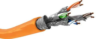 Productafbeelding van goobay CAT 7A netwerkkabel, S/FTP, PiMF, oranje, 100 meter