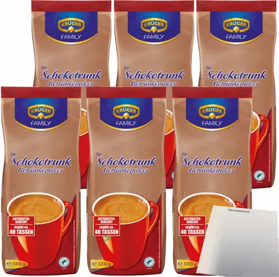 Produktbild von Krüger Schokotrunk Getränkepulver 6er Pack (6x1kg Beutel) + usy Block