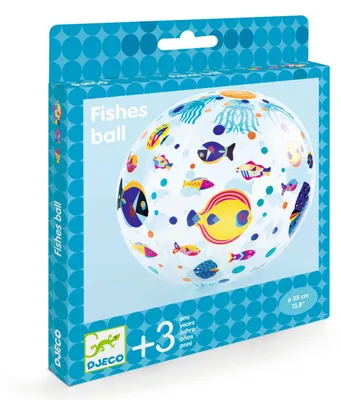 Produktbild von Djeco Aufblasbarer Softball 'Am Strand' mit Fischthema, 35 cm Durchmesser