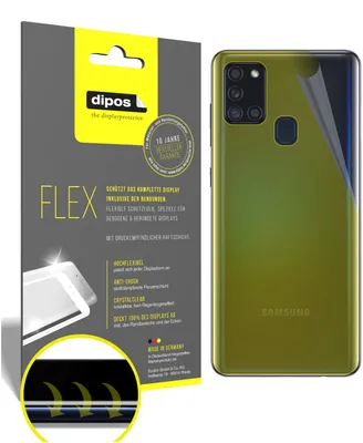 Produktbild von 3x Schutzfolie für Samsung Galaxy A21s Rückseite Folie, 100% Displayabdeckung, dipos Flex