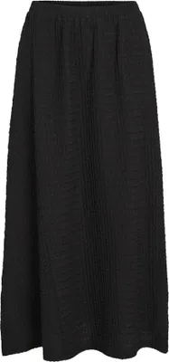 Produktbild von Vila Damen Midi Rock Schwarz, locker geschnitten, zeitlose Silhouette, elastischer Bund