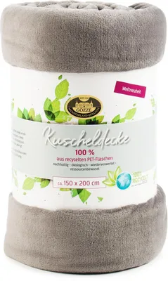 Produktbild von GÖZZE Wohndecke aus recycelten Materialien flauschige weiche nachhaltige Kuscheldecke Anthrazit 150 x 200 cm