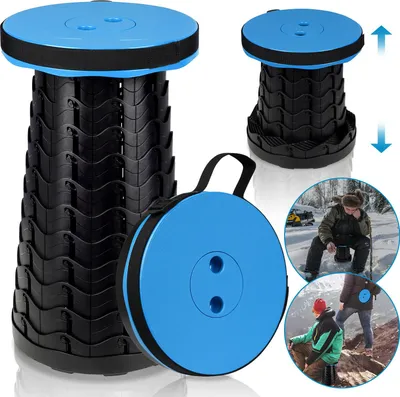 Produktbild von Jayseuw Tragbarer Klappstuhl Kompakt Leichte Teleskop,150kg Outdoor Klapphocker Tragbar,Blau