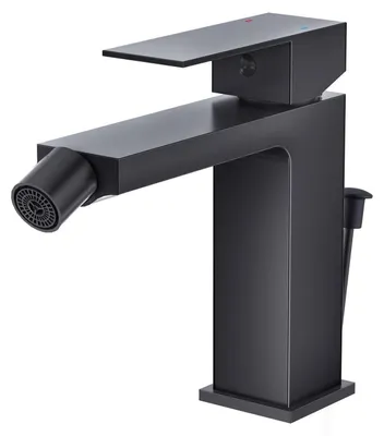 Zdjęcie produktu dla Bidet z kątowną, czarny, z drążkiem przyłączeniowym, wykonany z mosiądzu, z regulowanym przegubem kulowym