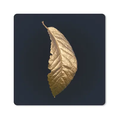 Produktbild von MuchoWow® Mauspad Mousepad Blätter - Luxus - Gold - Schwarz - Natur 20x20 cm - Mousepads - Maus Mat - Pad - Mausunterlage - Desk Mat - Bureauartikeln