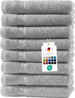 Produktbild von Gästehandtücher 30x50 cm aus 100% Baumwolle im 8er Set, Frottier Handtücher 500g/m2