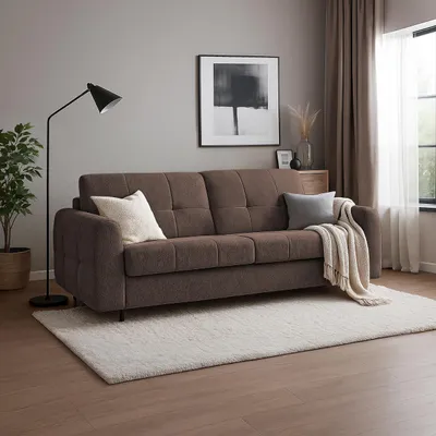 Produktbild von Schlafsofa PIREUS – Sofa mit Bettfunktion, Matratze & Klappmechanismus 250x90 cm, Braun