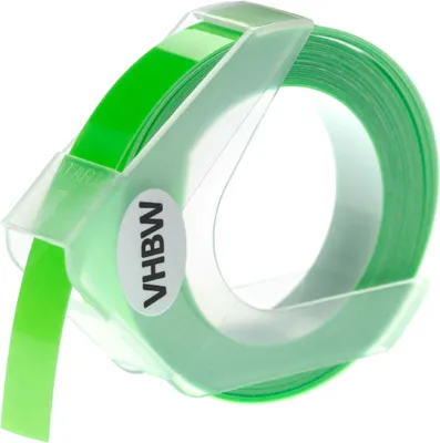 Produktbild von vhbw 3D Prägeband-Schriftband-Kassette kompatibel mit Dymo 1855, 18577, 1610, 1745, 1755, 1765, 1805 Etiketten-Drucker 3m x 9mm Weiß auf Neon-Grün