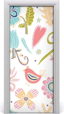 Produktbild von Tulup Türaufkleber 85x205 cm Dekorative Aufkleber Selbstklebend Wasserdichte Tapete Abnehmbar Schlafzimmer Wohnzimmer Wohnkultur - Pflanzen und Vögel