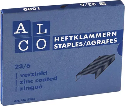 Produktbild von Heftklammern, 23/6, verzinkt, Schachtel à 1000 Stück