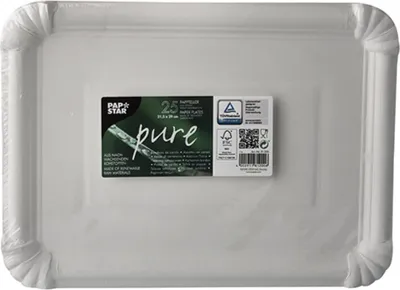 Produktbild von 25 Teller, Pappe "pure" eckig 21,5 cm x 29 cm weiss