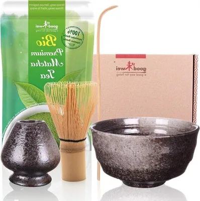 Obrázok produktu pre Súprava na čajový obrad – šálka na matcha – drvič na matcha a držiak na chasen – Goma