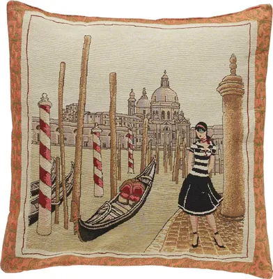 Produktbild von Kissenbezug Sofakissen Kissenhülle Hülle Gobelin Jacquard Reißverschluß Pflegeleicht Dekokissen Landhaus 45x45 cm Venedig, 202069