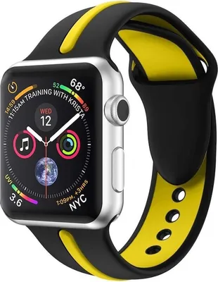 Produktbild von BStrap Silicone Line Armband für Apple Watch 38/40/41mm, Black Yellow