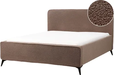 Obrázek produktu pro BELIANI Rám postele hnědý buklé čalounění černé kovové nohy 160 x 200 cm čelo klasický minimalistický styl ložnice