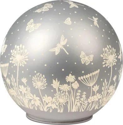 Produktbild von LED Kugellampe Deko Kugel Blumenwiese Pastell silber 15cm mit Timer Formano F26