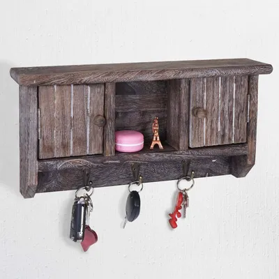 Produktbild von Schlüsselbrett HWC-A48, Schlüsselkasten Schlüsselboard mit Türen, Massiv-Holz MVG-  shabby braun
