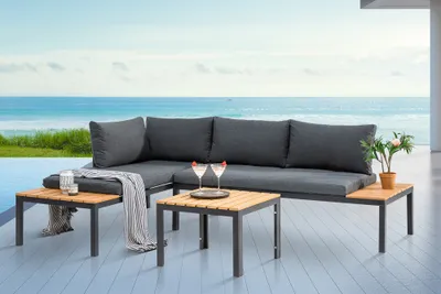 Produktbild von riess-ambiente Modulare Garten Sitzgruppe ORLANDO LOUNGE 240cm anthrazit Aluminium wetterfest inkl. Kissen Gartenlounge Sitzlounge Gartengruppe Gartenmöbel