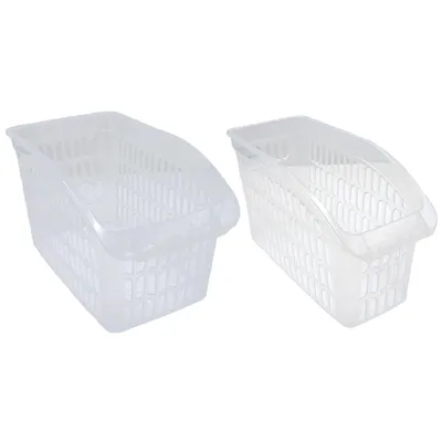 Produktbild von 2er Set Aufbewahrungskorb Transparent Schrankkorb Regal Organizer Aufbewahrungsbox Ordnungskorb Kunststoff