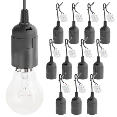 Produktbild von greate 12x Baufassung E27 schwarz mit Schnellverbinder - Lampenfassung E27 inkl. Zugentlastung - max. 60W 250V