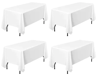 Produktbild von Omgoods – Set aus 4 weißen Tischdecken aus Polyester, 60 x 102 Zoll, für festliche Anlässe