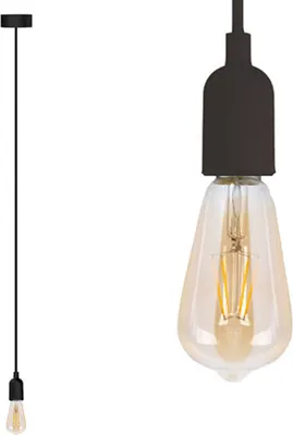 Produktbild von Vellight Schnurpendel Textil schwarz Hängelampe mit Filament LED, Pendelleuchte