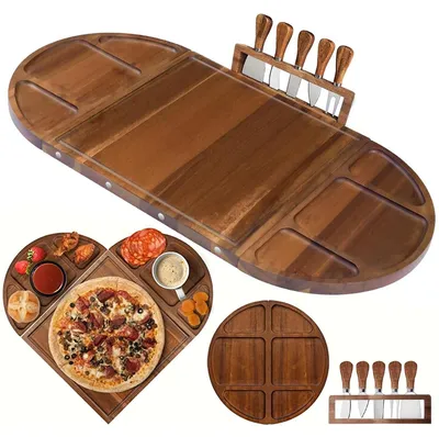 Immagine prodotto di Tagliere in legno di acacia grande, con set di coltelli per formaggio