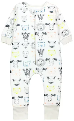 Produktbild von TupTam Baby Schlafsack Baumwolle 2.5 TOG mit Füßen & abnehmbaren Ärmeln, Herbst Winter, warm & atmungsaktiv, Farbe: Tierköpfe Zeichnung, Größe: 80-86