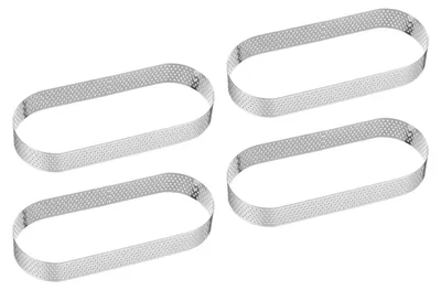 4 perforierte ovale Tarteformen 14 cm Edelstahl antihaft