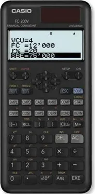 Obrázok produktu pre Vedecký kalkulátor Casio FC-200V, 4-riadkový displej, solárny pohon, 103 g, finančné funkcie, štatistické funkcie