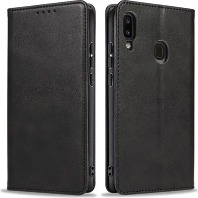 Produktbild von Handyhülle für Samsung Galaxy A40 Kunstleder Flip Cover Hülle Handytasche Case Kartenfach Farbe: Schwarz